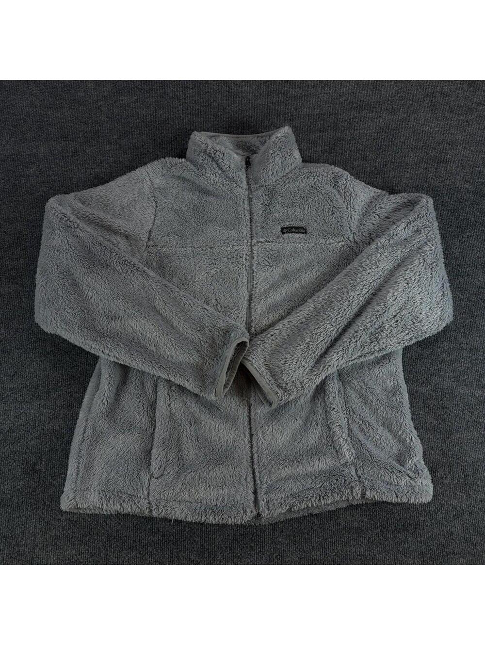 Columbia Gray Full-Zip Teddy Fleece Jacket Womens XL - Ultrasoft, Cozy, winter
